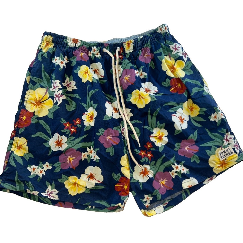 Tommy Hilfiger Swim Trunks Shorts Mesh Lined Mens Size Medium Floral Blue M
